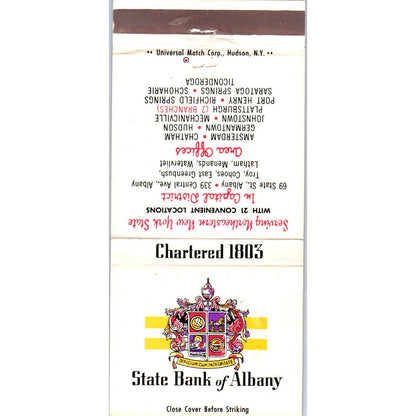 State Bank of Albany New York State Advertising Matchbook Cover SA1-M6