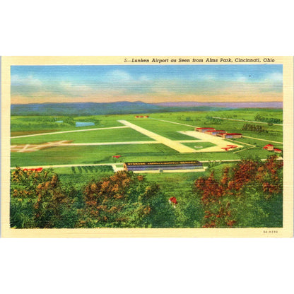 Lunken Airport Alms Park Cincinnati Ohio Original Postcard TJ9-P2