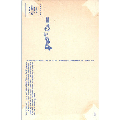 Vintage Postcard Diamond Fairyland Indian Echo Cavern Hummelstown PA TD9-P1