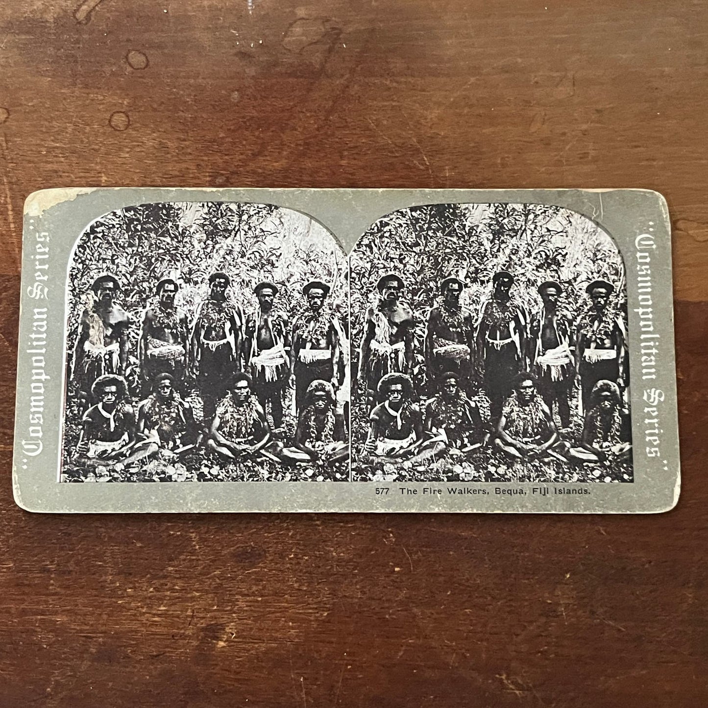 The Firewalkers Beqa Fiji Islands Antique Stereoview Card TJ9-V2