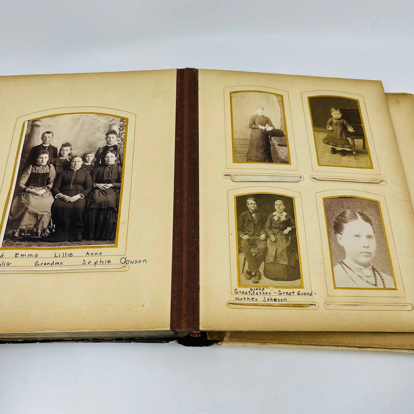 LOADED 1880s Victorian Photo Album Filled With Labeled Photos 8 x 10” TD2