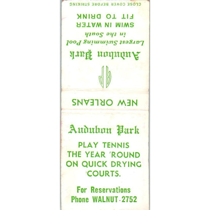 Audubon Park Playground of New Orleans LA Advertising Matchbook Cover SA9-M6