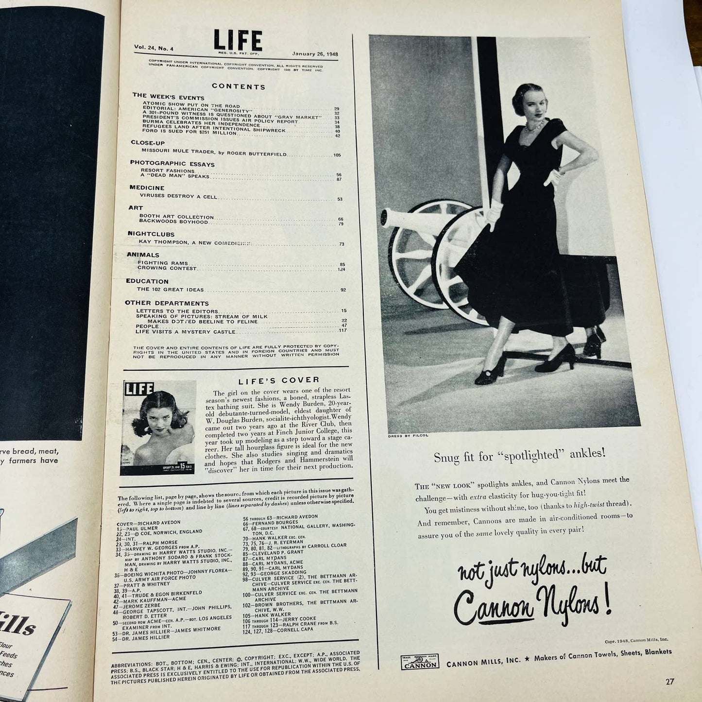 LIFE Magazine January 26 1948 Resort Fashions Wendy Burden Cover TD5