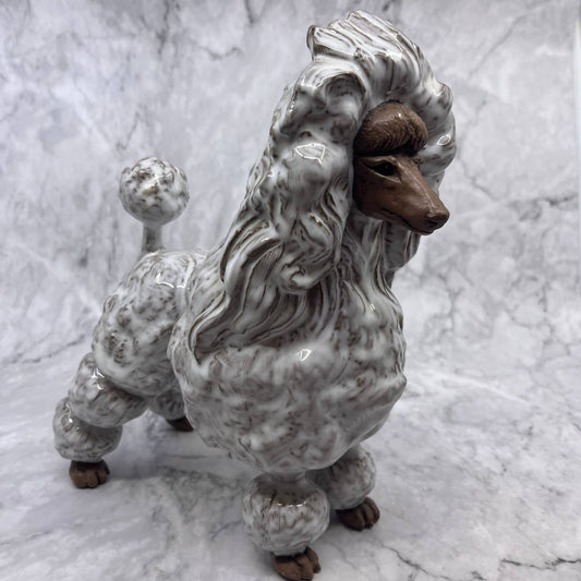 1950s MCM MAJESTIC White Standard Show Poodle Dog Ceramic Figurine 8X9'' TI9