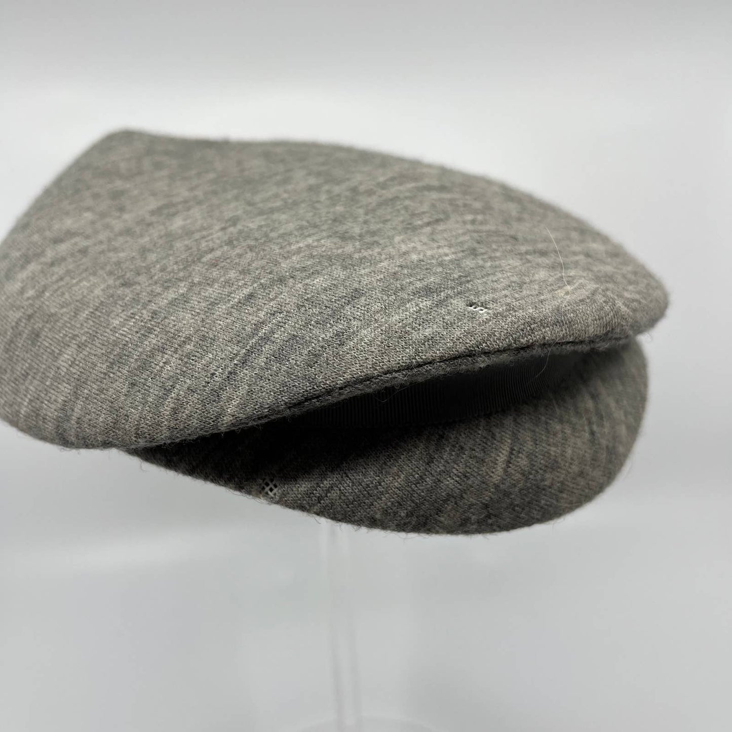 Vintage Gray Knit Beanie Beret with Bow & Rhinestone Some Wear  HB1