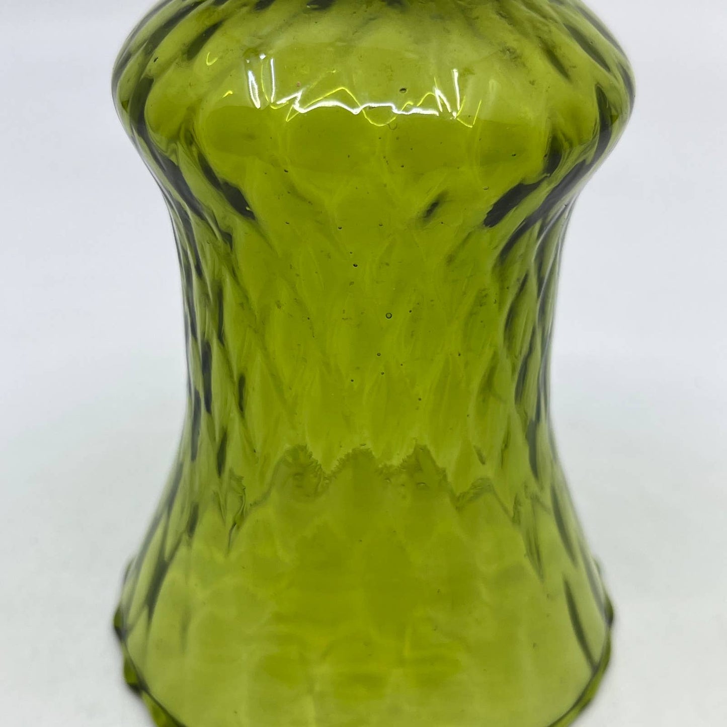 Olive Green Peg Light Glass Diamond Quilt Sconce Votive Cup Candle Holder 5" TH6