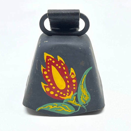 Vintage Pennsylvania Dutch Folk Art Hand Painted Cowbell Floral KAY TG2-7