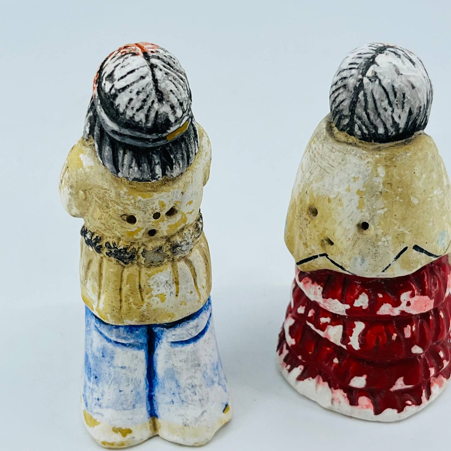 VTG 1950s Indian Native American Chief Man and Woman Salt & Pepper Chalkware TB5