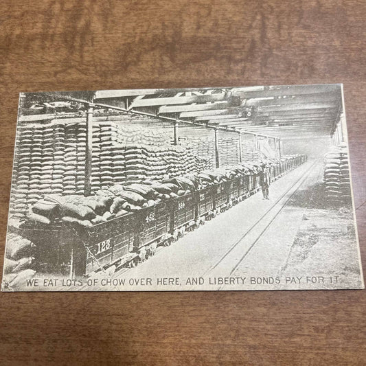 Antique 1917 RPPC Postcard WWI Overseas Liberty Bonds Pay for Chow PA1