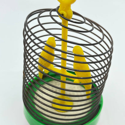 Vintage Chirping Bird Cage Hanging Novelty Christmas Ornament Made in USA 4” TE1