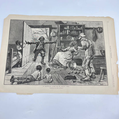 1883 Harper’s Weekly Black Family Thanksgiving Print Engraving AB Frost FL1