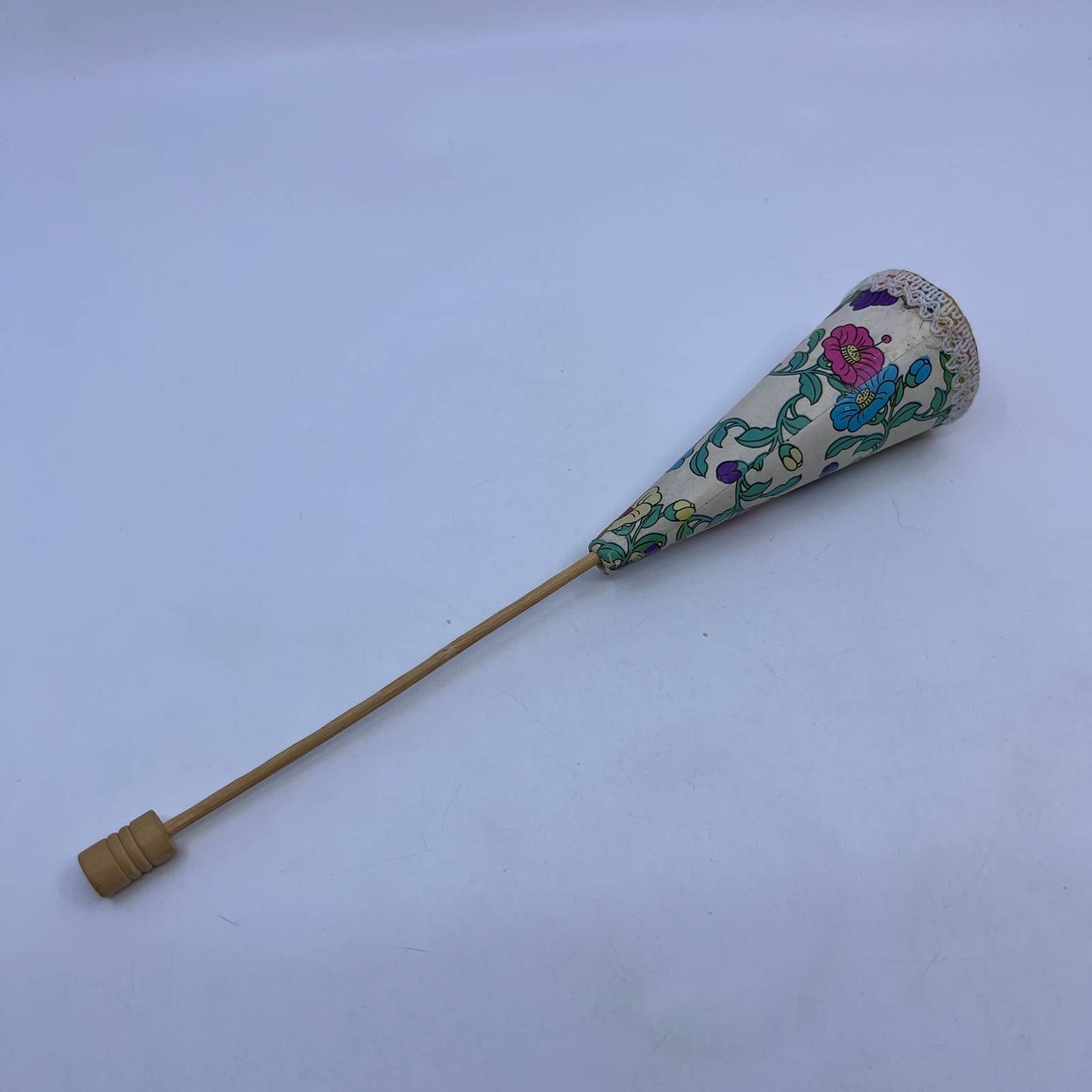 Vintage Wood Cone Puppet Yellow Pop Up Peek A Boo Handmade TH6