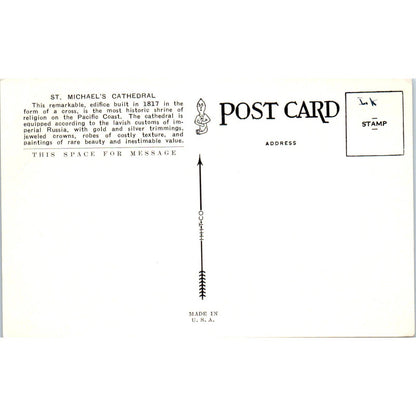 St. Michael's Cathedral Sitka Alaska Original Postcard TK1-30