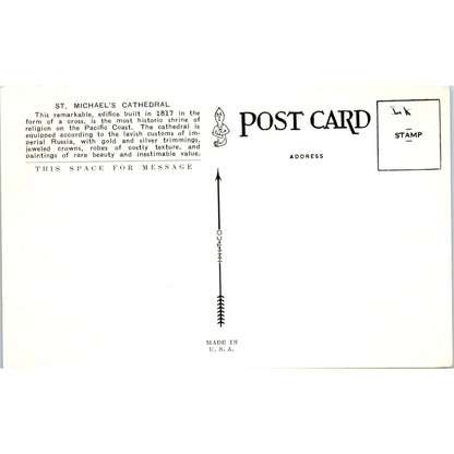 St. Michael's Cathedral Sitka Alaska Original Postcard P2-6