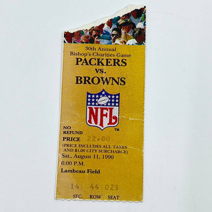 Green Bay Packers 8/11/1990 ORIGINAL NFL ticket stub vs Cleveland Browns SC8