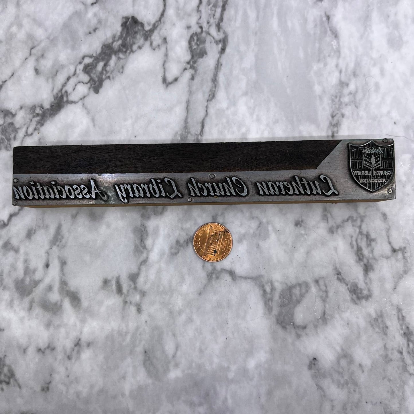 Vintage Letterpress Printers Block Plate Lutheran Church Library Association TJ5