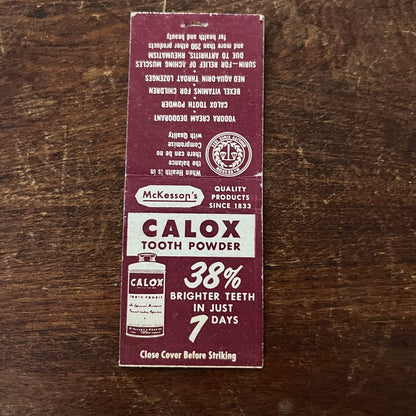 Calox Tooth Powder Advertising Matchbook Cover SB3-M1