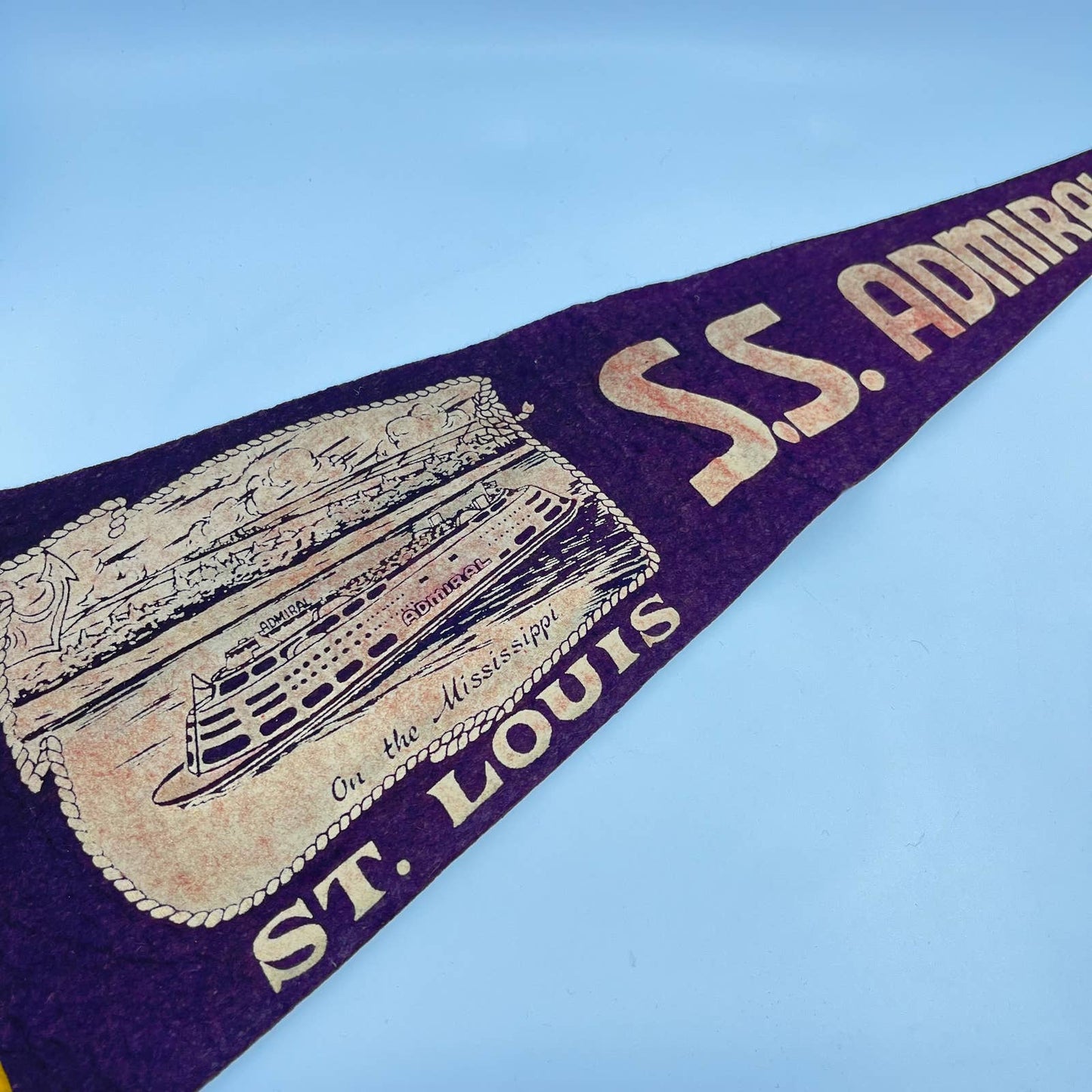 1940s St. Louis MO SS Admiral Missouri Souvenir Felt Pennant 25” TF5