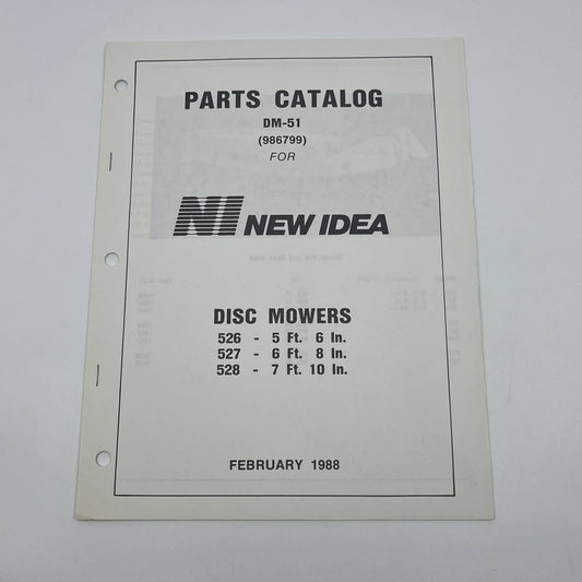 Original 1988 New Idea Parts Catalog DM-51 Disc Mowers 526 527 528 986799 TB9