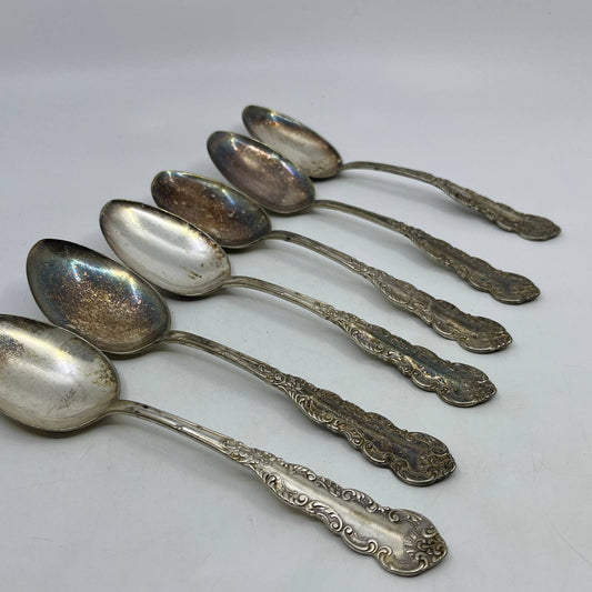 Vintage WM Rogers 8” Silverplate Table Spoon Set of 6 Cordova Pattern TI2