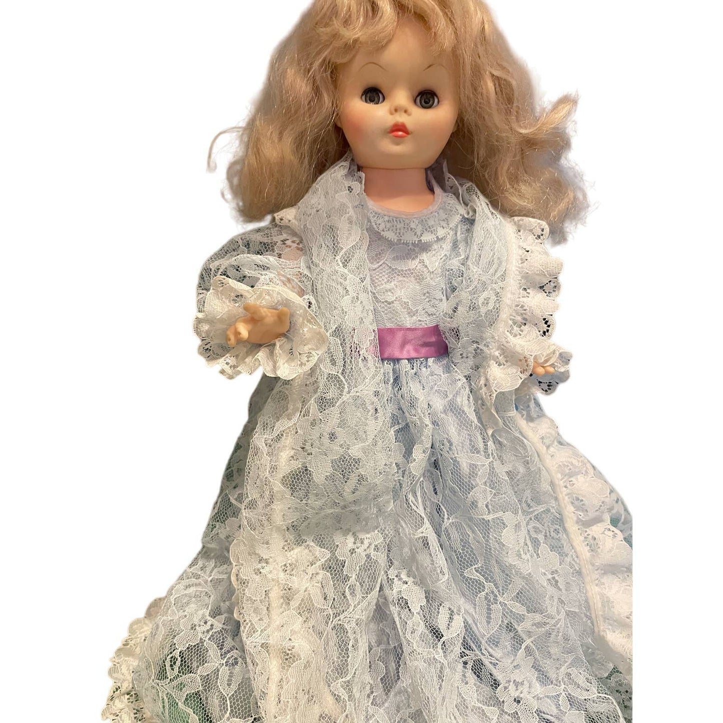 Vintage B. A. Doll Lamp Nightlight Boudoir Victorian Dress Bruce WI - WORKS