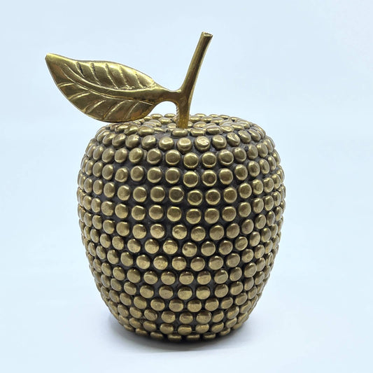 Vintage MCM Retro Brass Studded Apple Figurine Decorative Fruit 4”  TF5