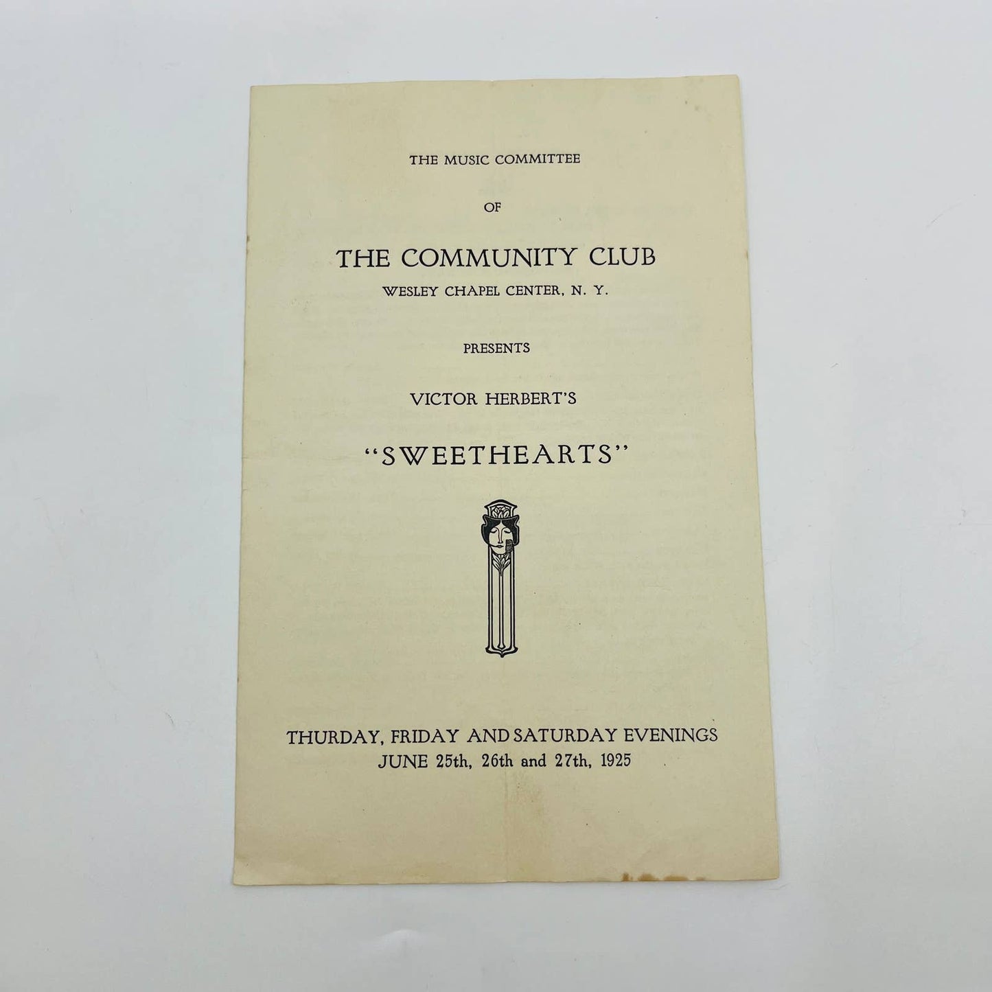 1925 Wesley Chapel Center NY Community Club SWEETHEARTS Victor Herbert D1