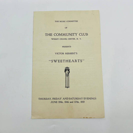 1925 Wesley Chapel Center NY Community Club SWEETHEARTS Victor Herbert D1