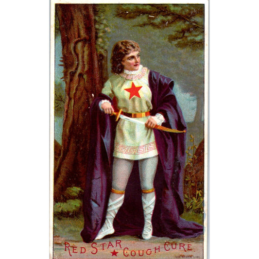 1880s Victorian Trade Card Joan of Arc Red Star Cough Cure Medical Quackery SF2