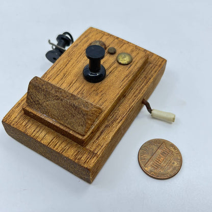 Vintage Handmade Oak Old Fashioned Telephone Magnet Doll House Furniture TF7-3