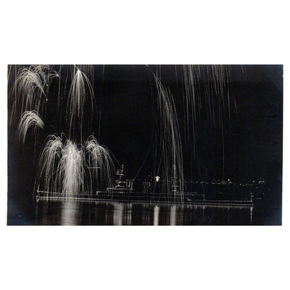 USS Vermont Lit Up at Night - Original Postcard TJ8-5