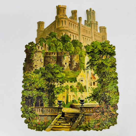 1880's ANTIQUE Victorian Die Cut Embossed LARGE Windsor Castle 6x9 AA3