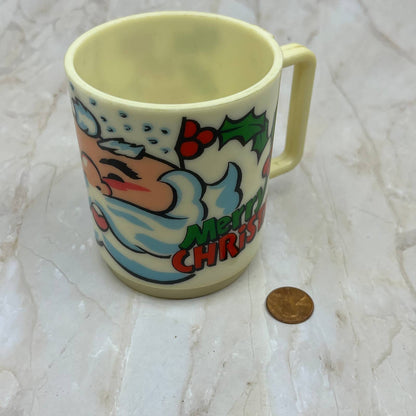 Vtg Deka Elizabeth NJ Santa Claus  Plastic Cup Mugs Merry Christmas TJ1