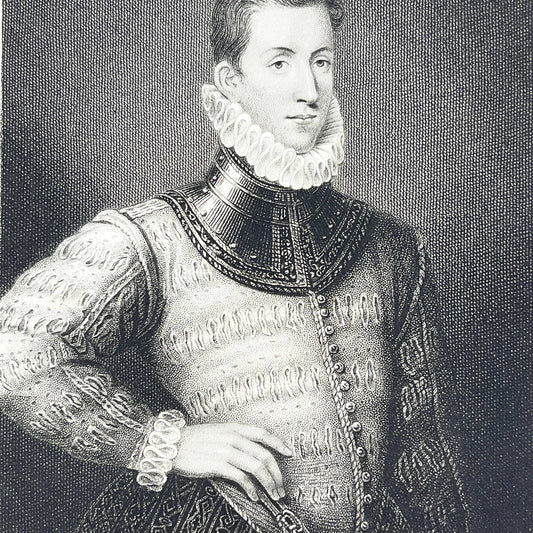 1823 Engraving Art Print Sir Philip Sidney Duke of Bedford 1586 AB3