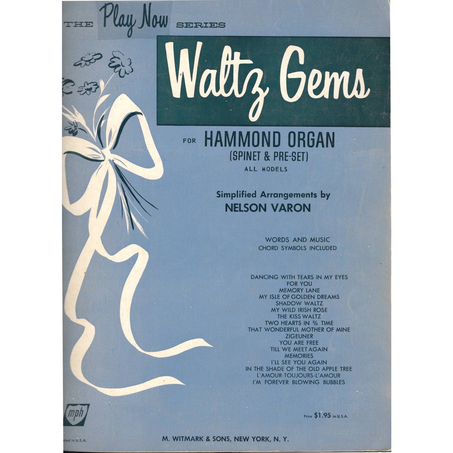 1962 Play Now Series Waltz Gems for Hammond Organ Sheet Music Book TJ7