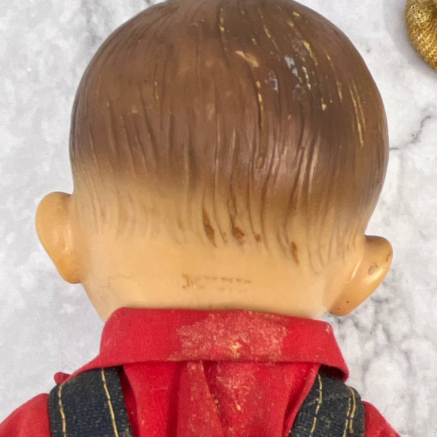 1950s Mickey Effanbee 9" Vinyl Doll ALL AMERICAN BOY Farmer Denim Overalls TI7