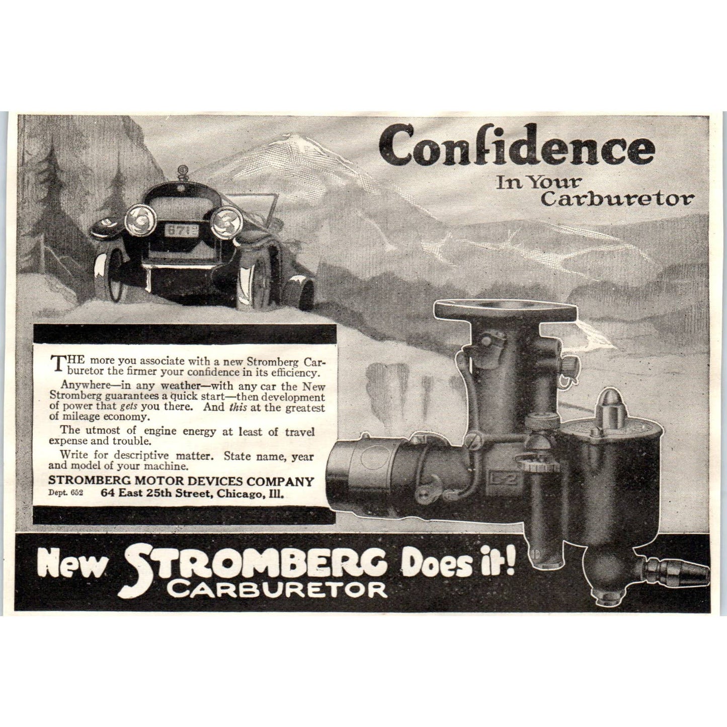 c1920 Harper's Magazine Ad - Stromberg Carburetor Chicago IL EA3