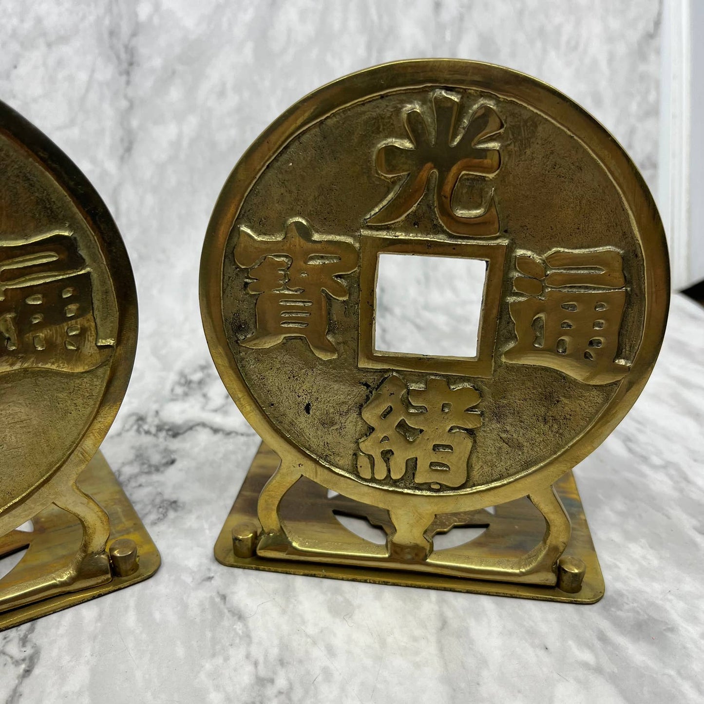 MCM Brass Chinoiserie Bookends Set of 2 TK1