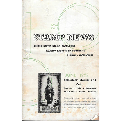 1952 June Stamp News -  United States Stamp Catalogue TJ7