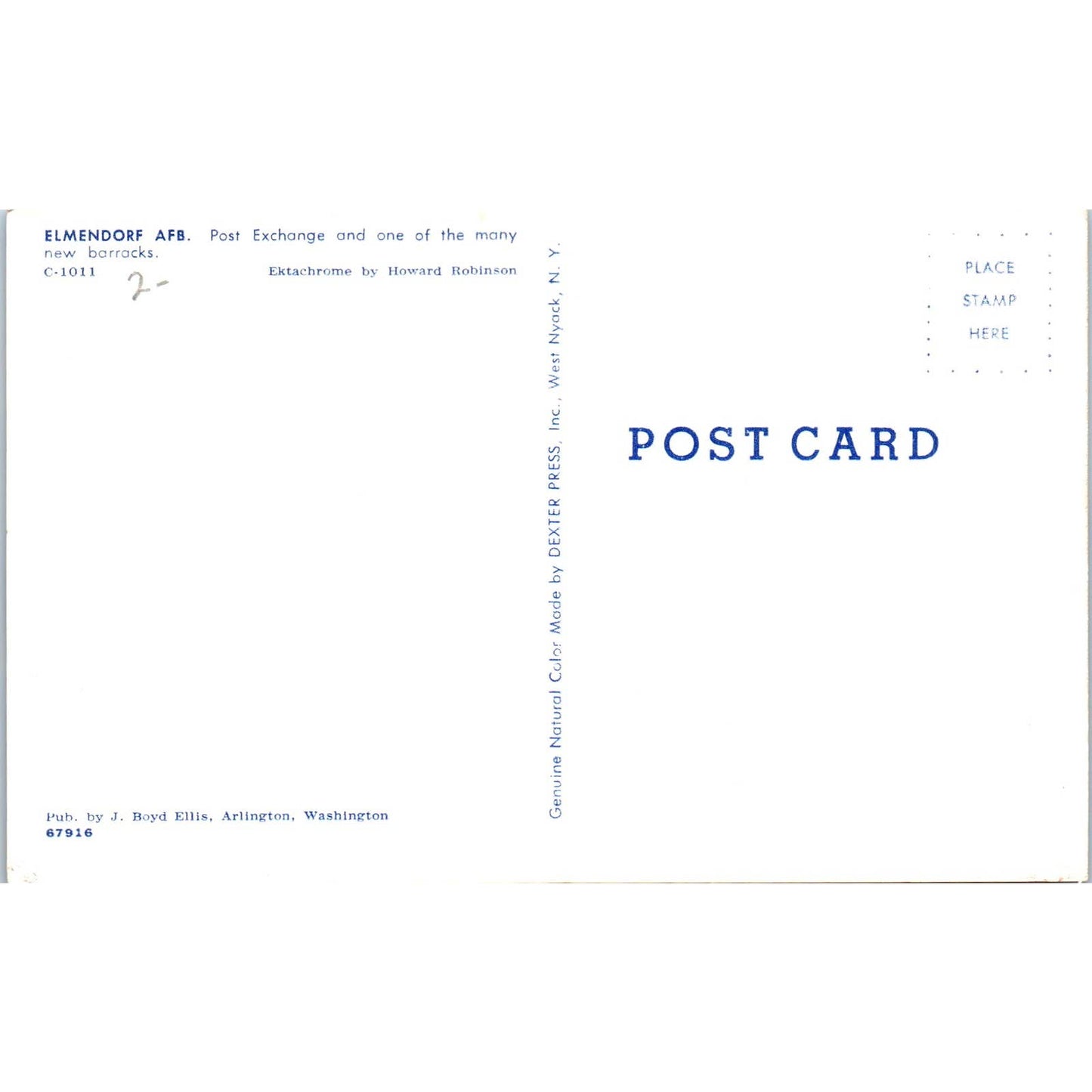 Elmendorf AFB Post Exchange New Barracks - Original Postcard TJ7-RP1