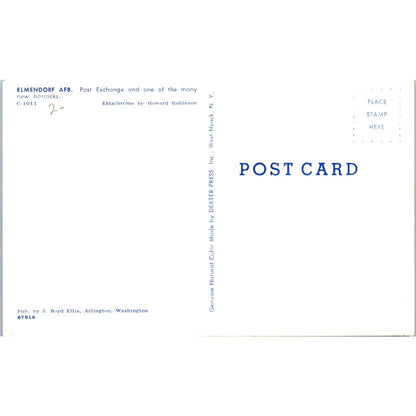 Elmendorf AFB Post Exchange New Barracks - Original Postcard TJ7-RP1