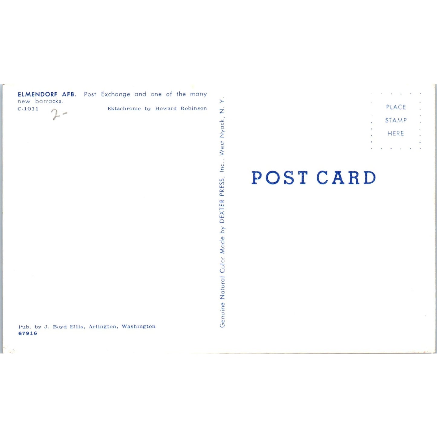 Elmendorf AFB Post Exchange New Barracks - Original Postcard P3-4