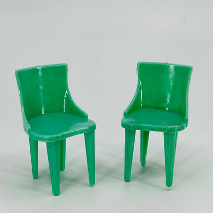 1950s Plasco Dollhouse Furniture Celluloid Mint Teal Accent Chair Set TD6