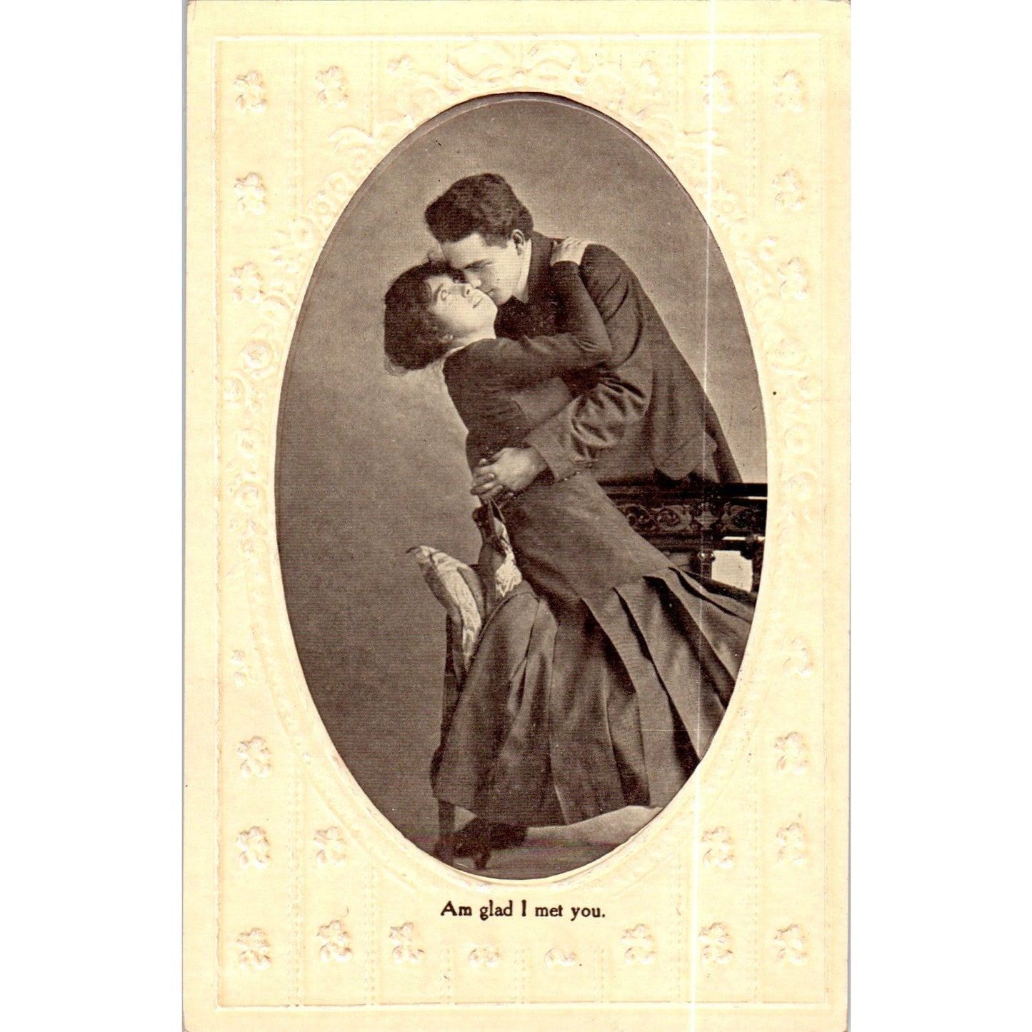 Am I Glad I Met You Victorian Couple Romance Original Postcard P2-8