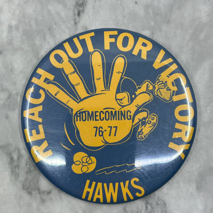 1976-77 Hermantown Hawks Homecoming Football Pinback Button Duluth MN 3.5” SF1