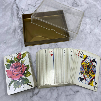 Vintage Whitman 2 Deck Bridge Playing Cards Roses With Case COMPLETE TB5