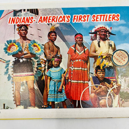 1950s Indians of America VTG Postcard Fold Out Plastichrome Sioux Seminole EA2