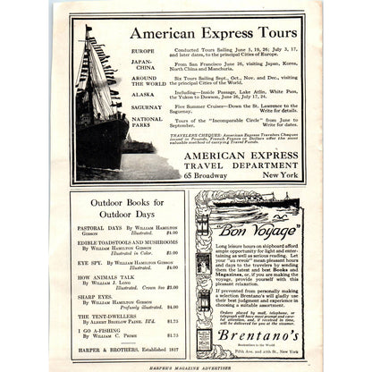 c1920 Harpers Magazine Ad Chateau Frontenac Quebec Canadian Pacific Hotels TF6-1