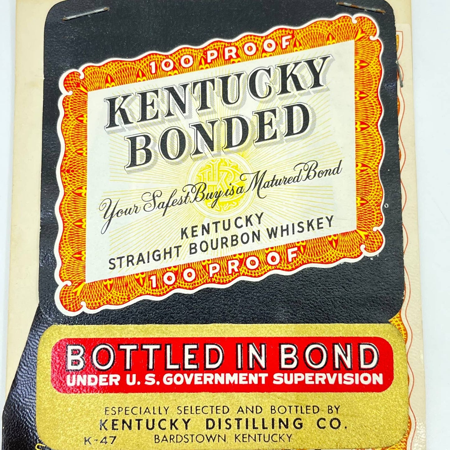 Kentucky Bonded Whiskey Label Set of 2 Kentucky Distilling Co. Bardstown KY