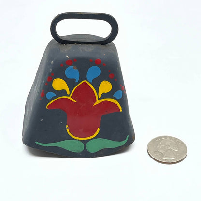 Vintage Pennsylvania Dutch Folk Art Hand Painted Cowbell Floral KAY TG2-5